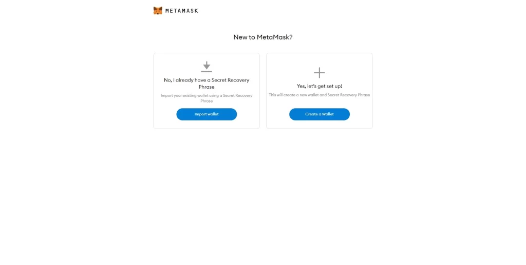 Import MetaMask wallet or create a new one