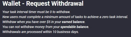 Withdrawal requirements 
