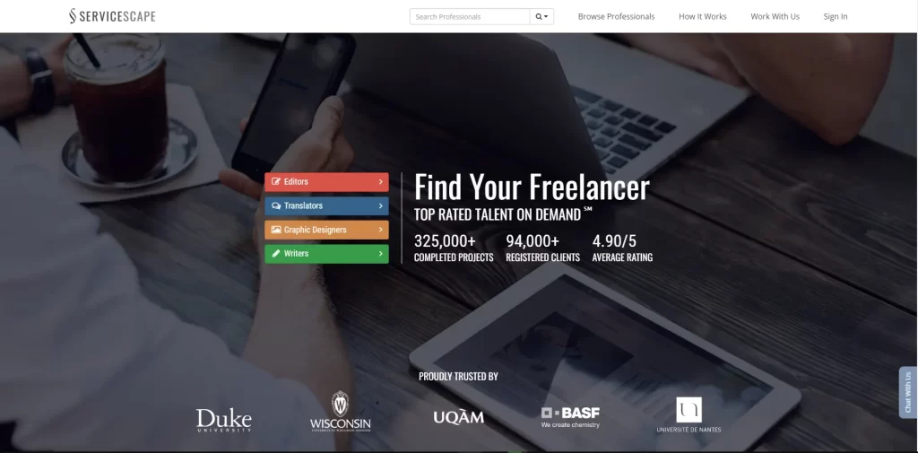ServiceScape low competitive freelance site