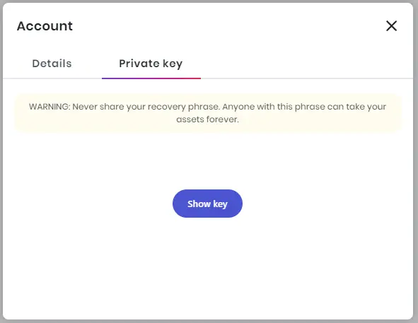 Click show private key in the Brave Wallet