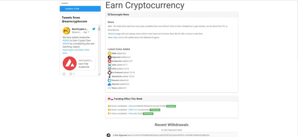 EarnCrypto earn free ADA