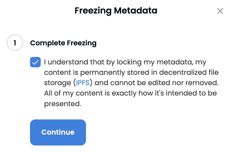 Freezing Metadata important information