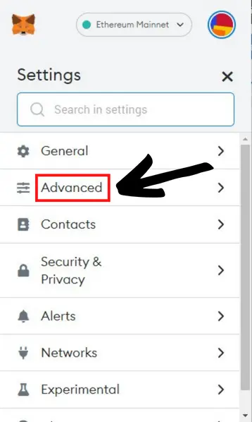 Go to advanced settings to Unlock Test Networks in MetaMask