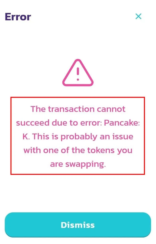 PancakeSwap Pancake K error
