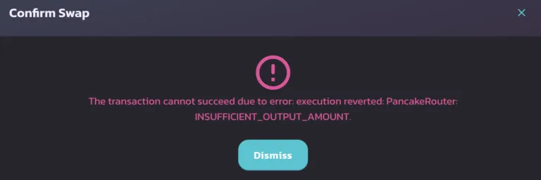 Pancakeswap insufficient output amount error