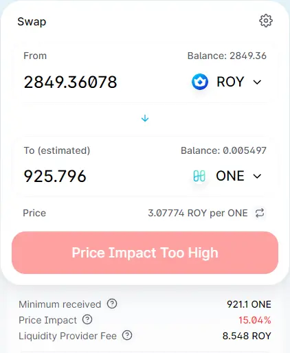 Roy one price impact too high