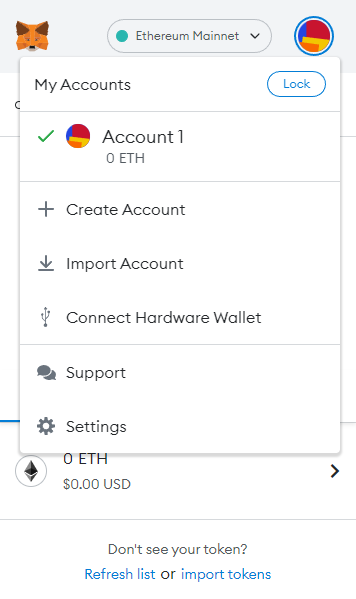 Select Metamask account you want to export private keys for
