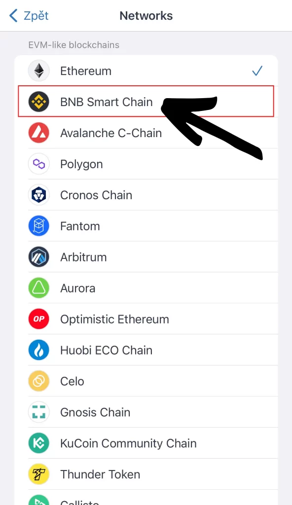 Select the BNB chain to fix the Unsupported Chain ID