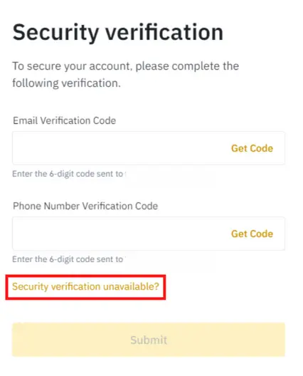 Binance select security verification unavailable
