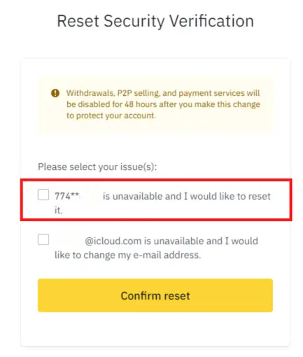 Reset your Binance phone number