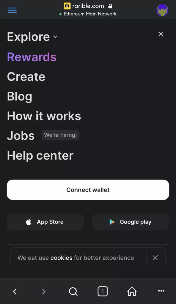 Connect MetaMask to Rarible on mobile