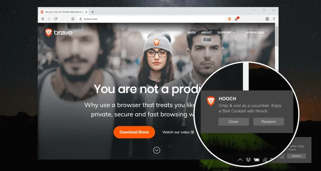 Brave browser notification ad