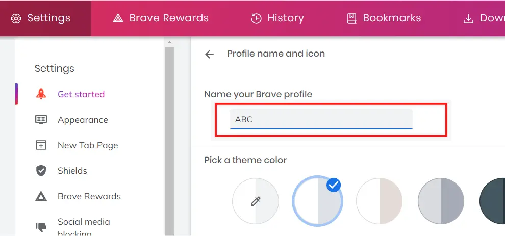 Enter brave browser profile name