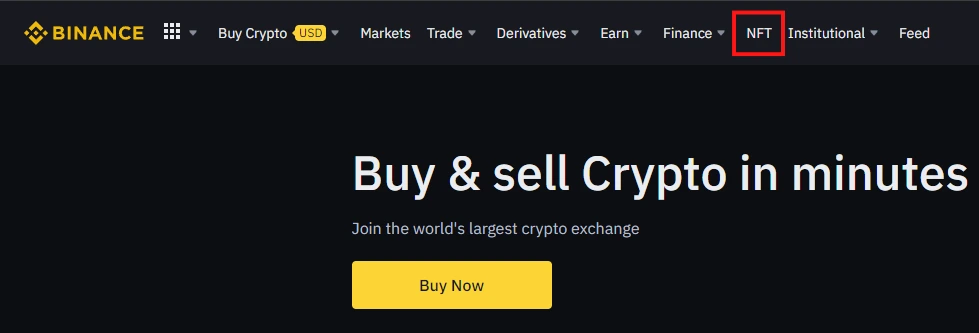 Go to NFT section of Binance