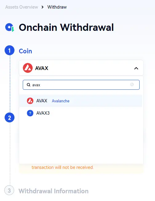 Search for the coin you want to withdraw from gate io