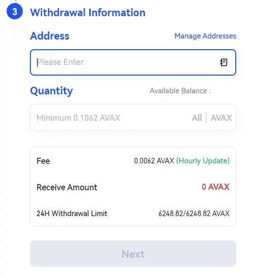 Send AVAX from Gate io to metamask