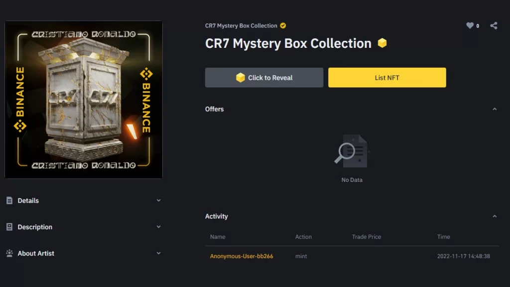 sell or open your cr7 mystery box