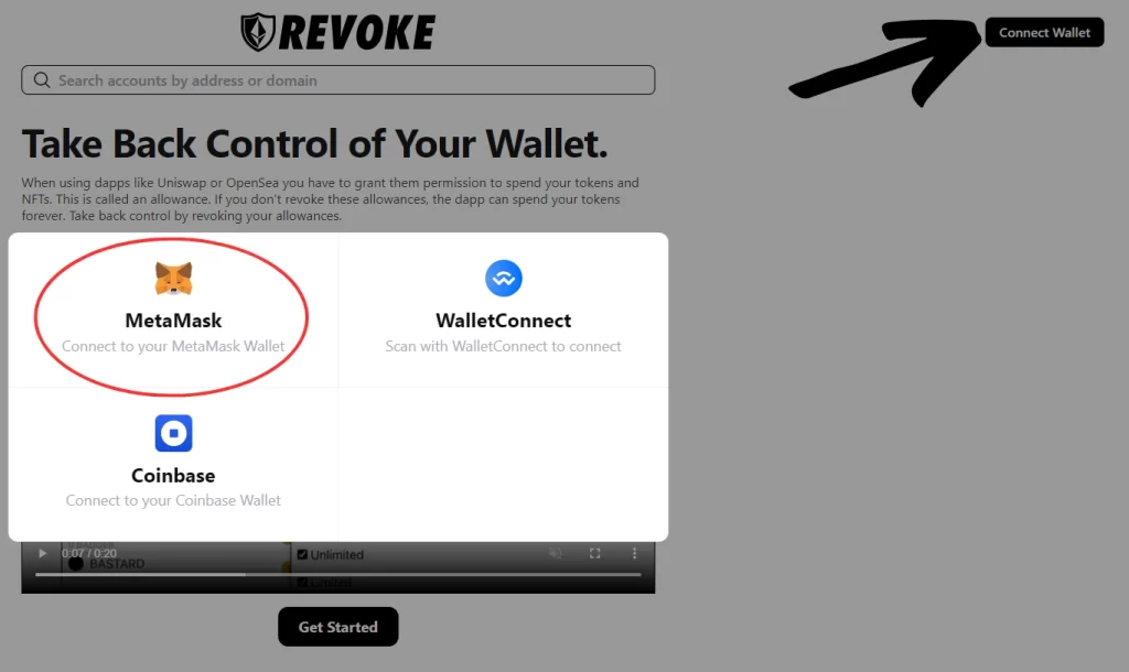 Connect your wallet to revoke cash