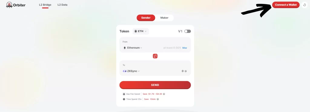 Connect your wallet to orbiter