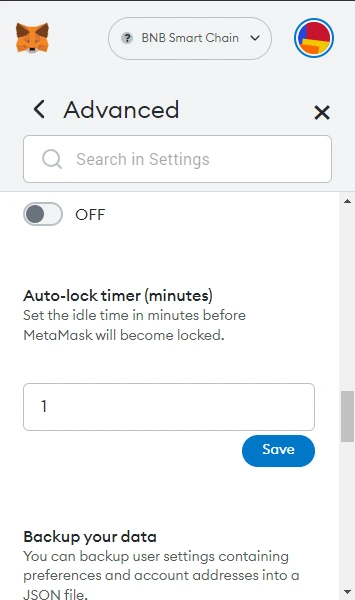 metamask set auto lock