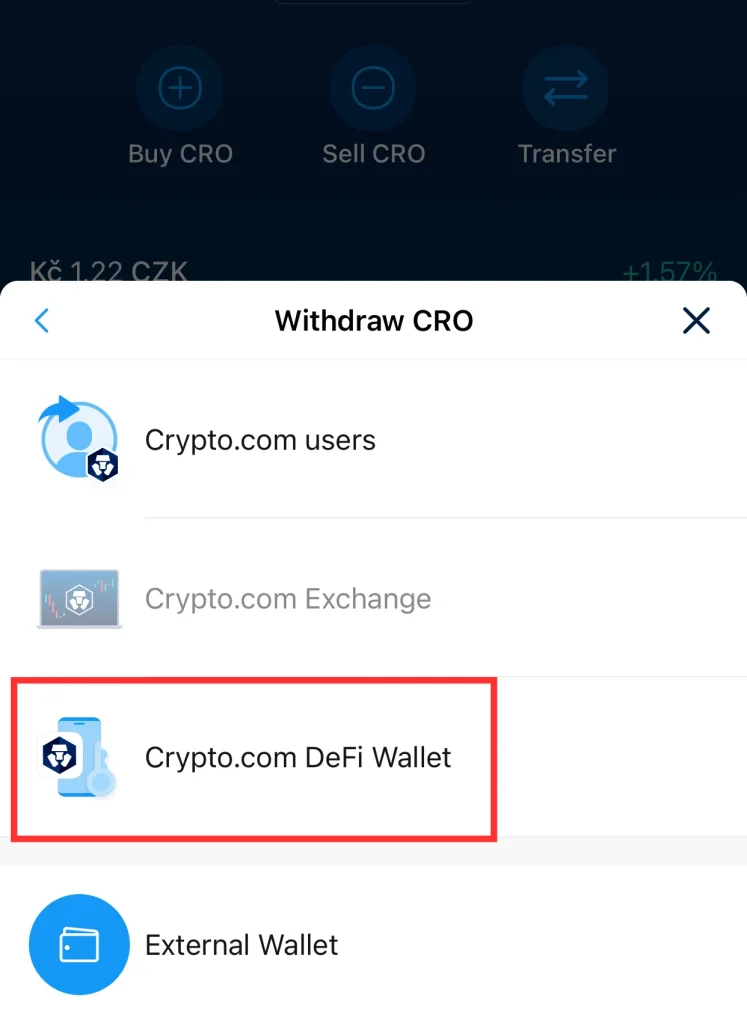 Send tokens from crypto com to defi wallet